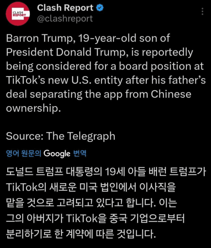 럼프형, 틱톡 인수도 다 생각이 있었구나?